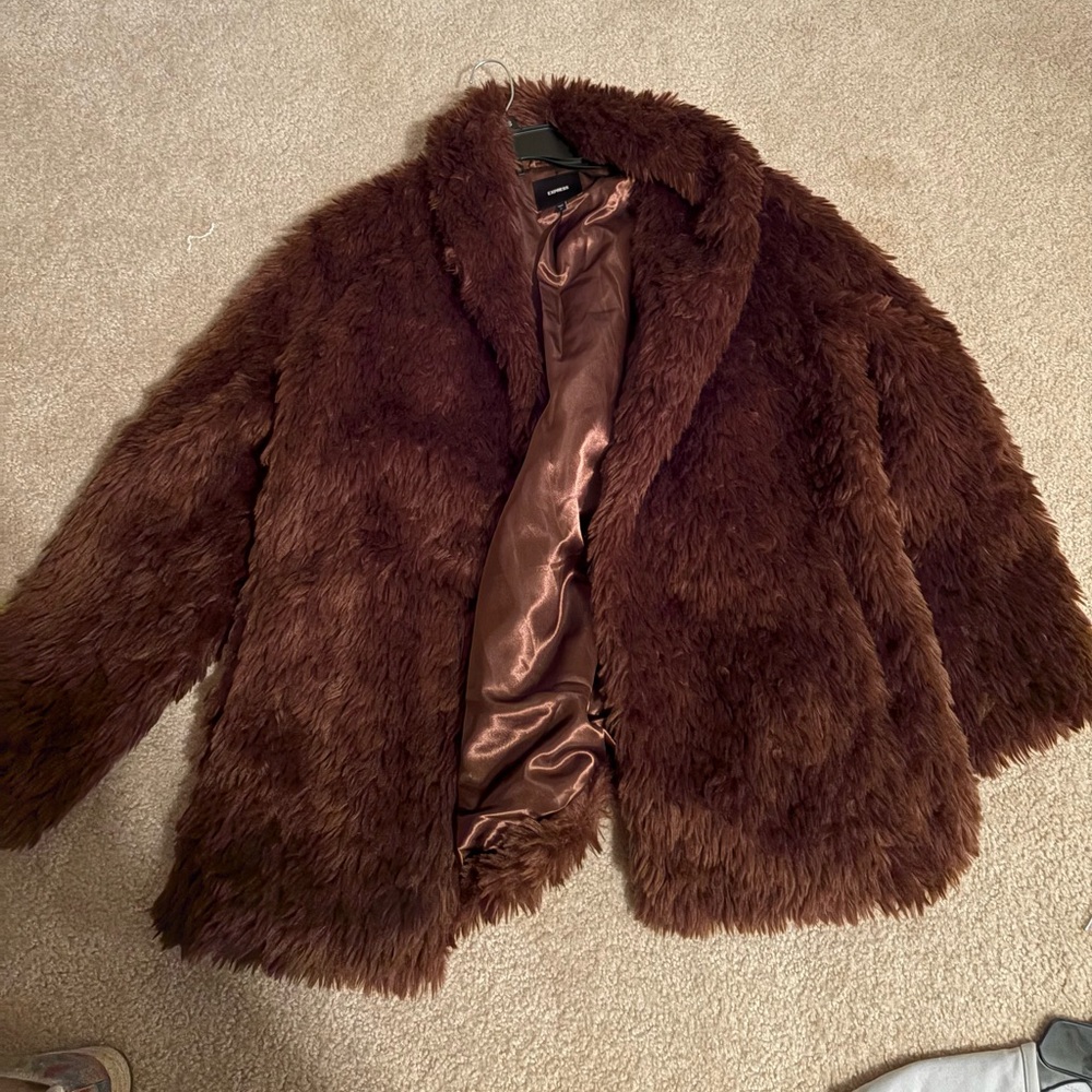 Express Brown Faux Fur Coat